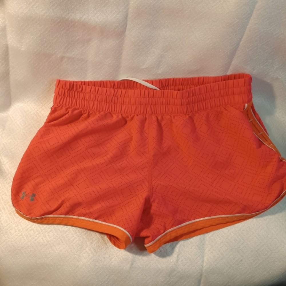 Heat Gear semi fitted size XS coral with orange line on the side